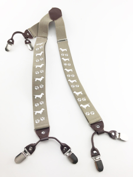 Hosenträger beige mit Dackelmotiven